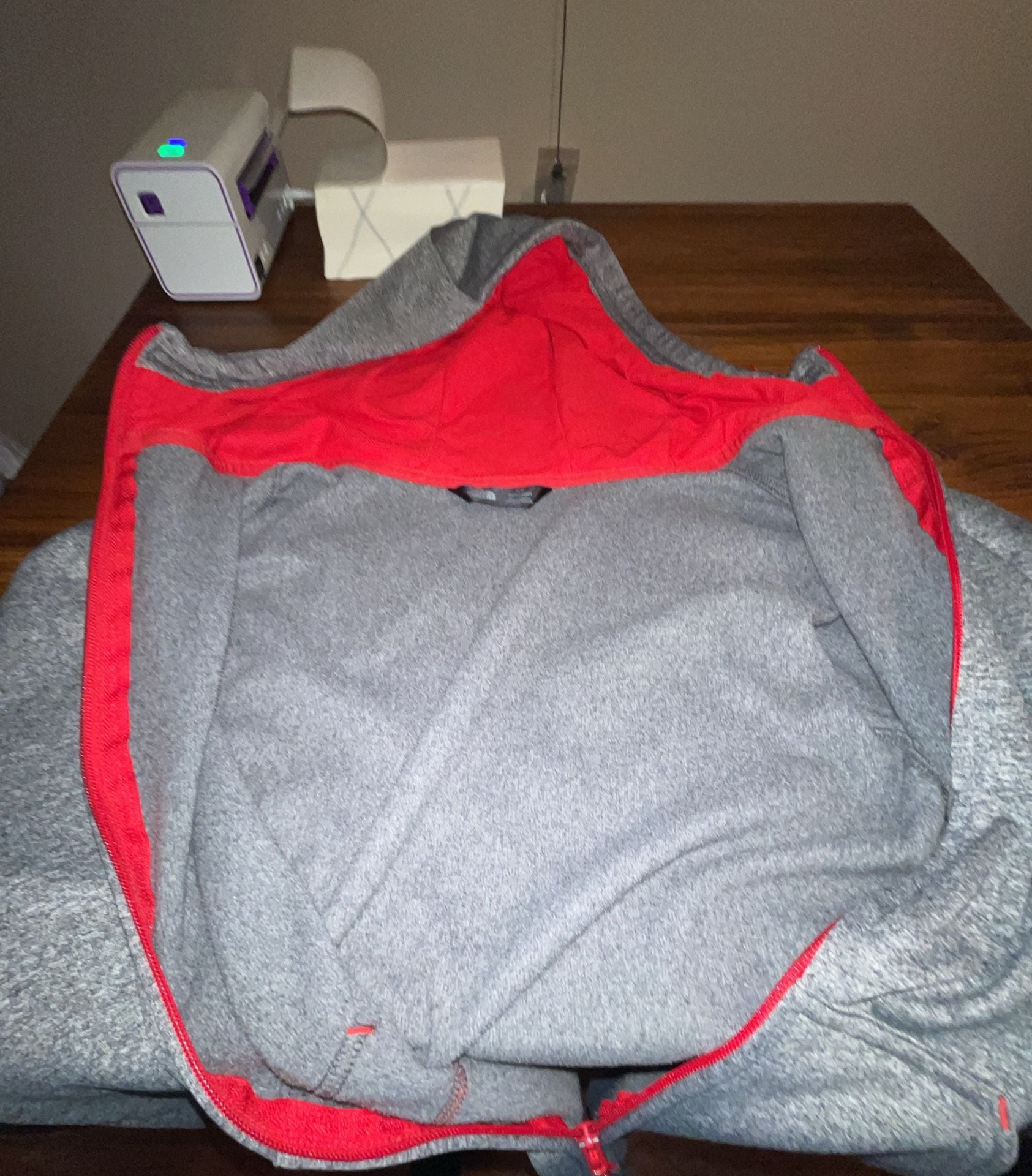 The North Face Full Zip Hoodie Gray Red 7