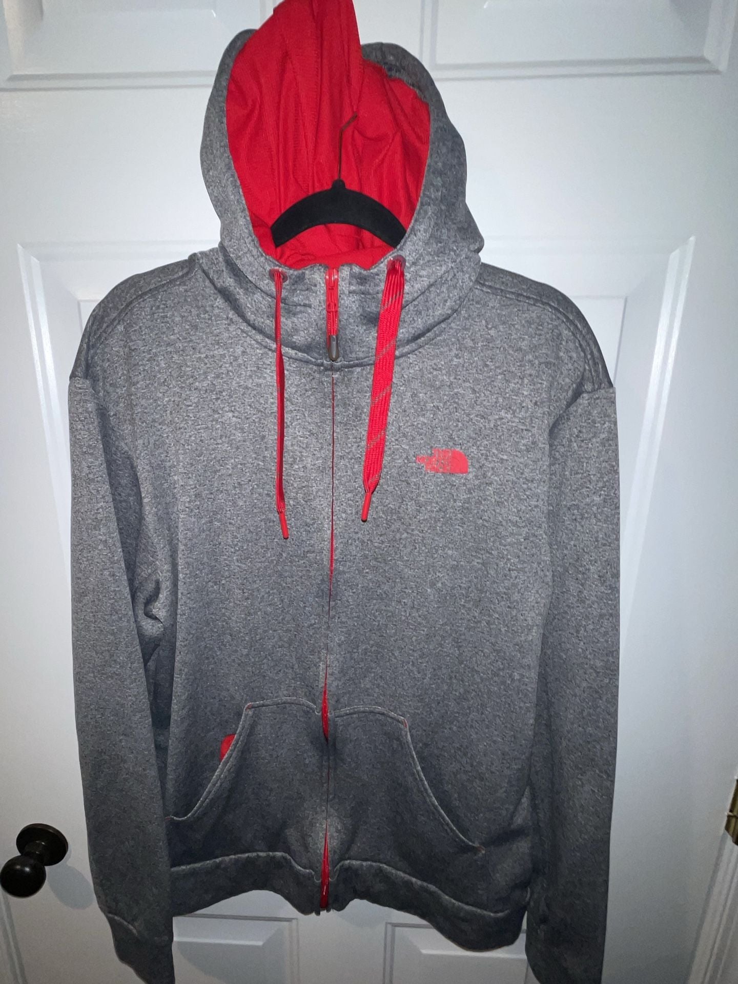 The North Face Full Zip Hoodie Gray Red 3