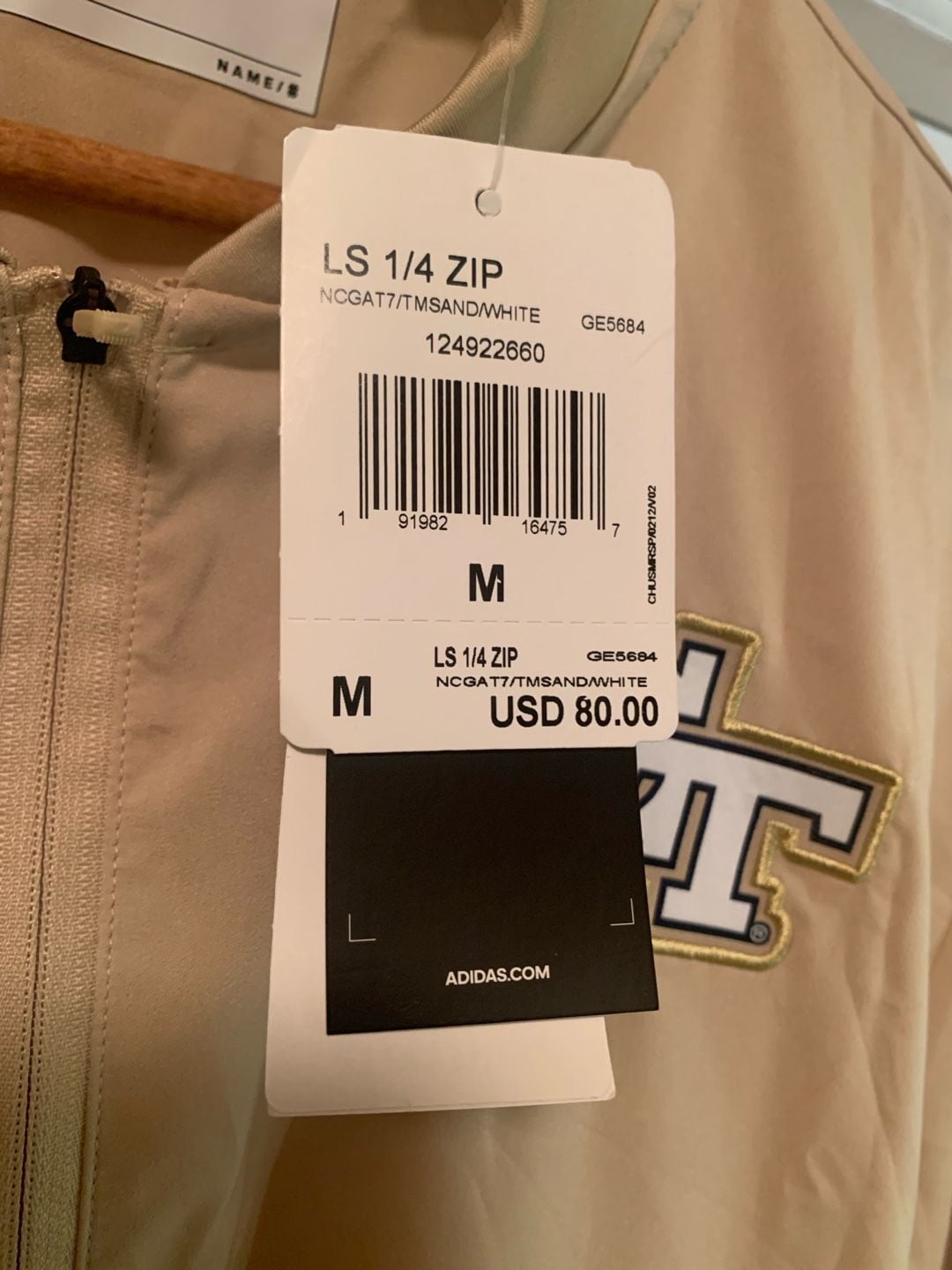 Adidas Georgia Tech Yellow Jackets Quarter-Zip Size M Gold 8
