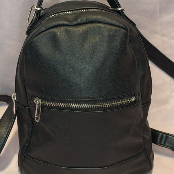 Wild Fable Black Faux Leather Mini Backpack