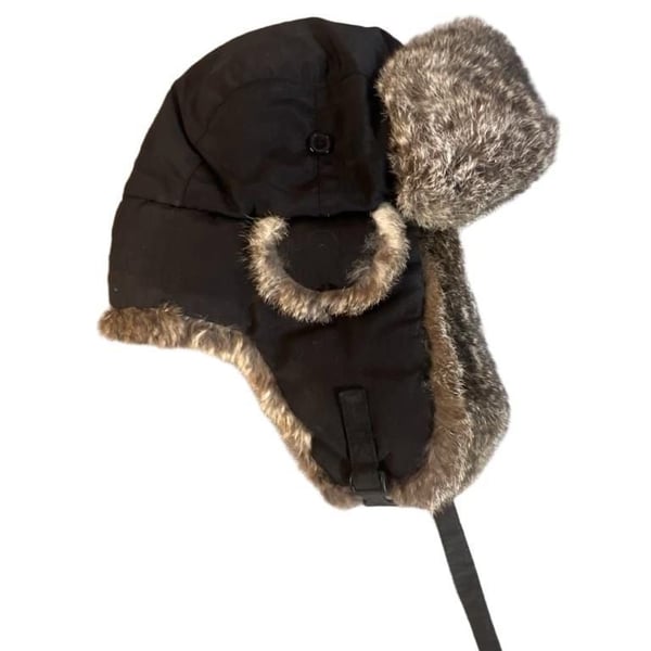 Yukon Tracks Trapper Hat Size L Black Genuine Fur Winter Bomber Earflap