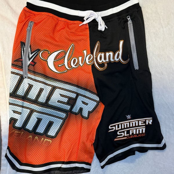 WWE SummerSlam Cleveland Basketball Shorts Mesh Black Orange