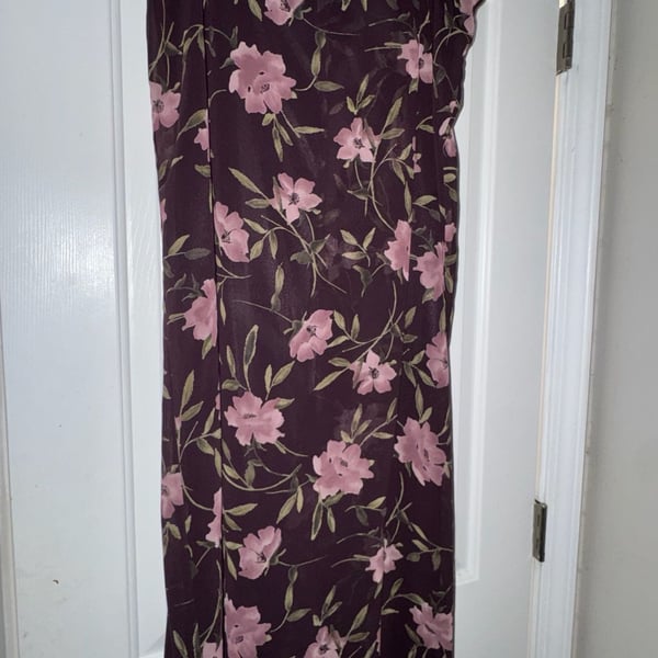 Compagnie Internationale Express Floral Maxi Skirt Size 13/14 Burgundy