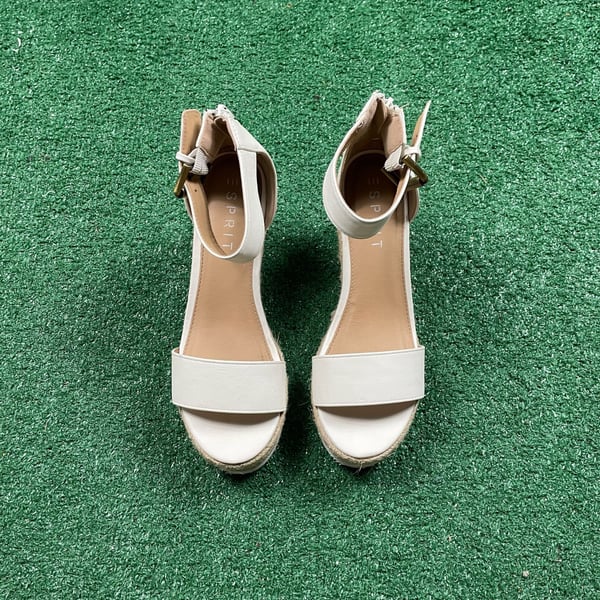Esprit Rebekah Wedge Sandal Size 7.5M White Espadrille Platform