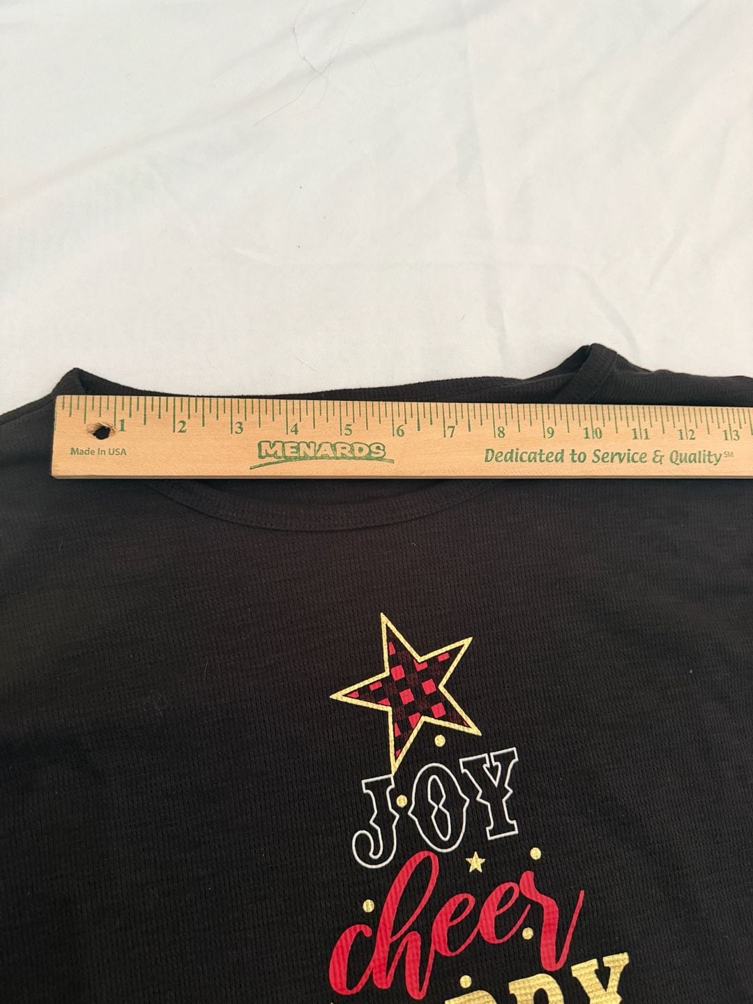 Holiday Time Women’s Large Christmas Graphic Black Thermal LS Top 12-14 6