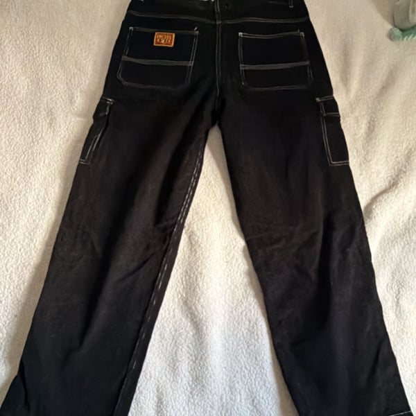 FB County Corduroy Cargo Pants Size 40x32 Black