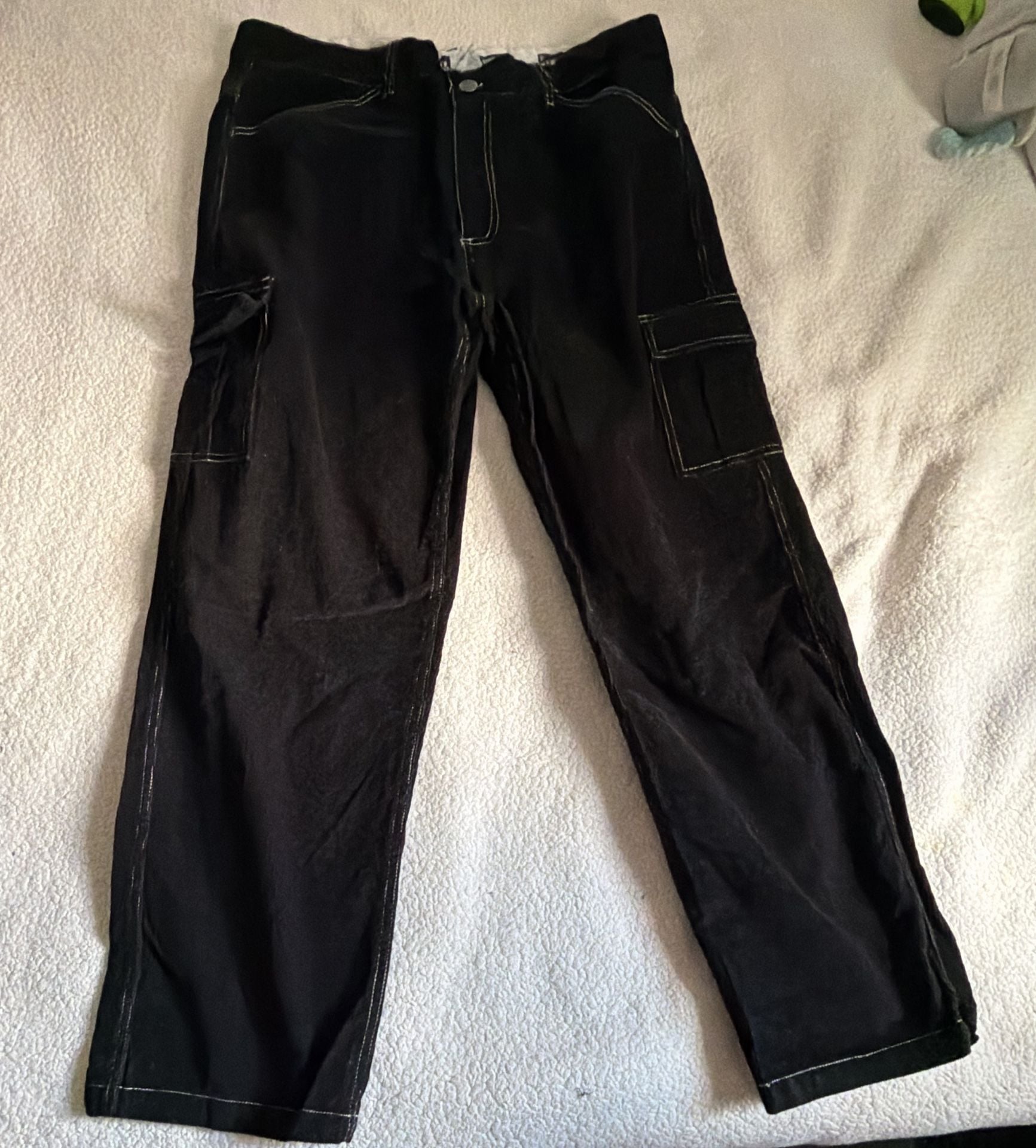 FB County Corduroy Cargo Pants Size 40x32 Black 3