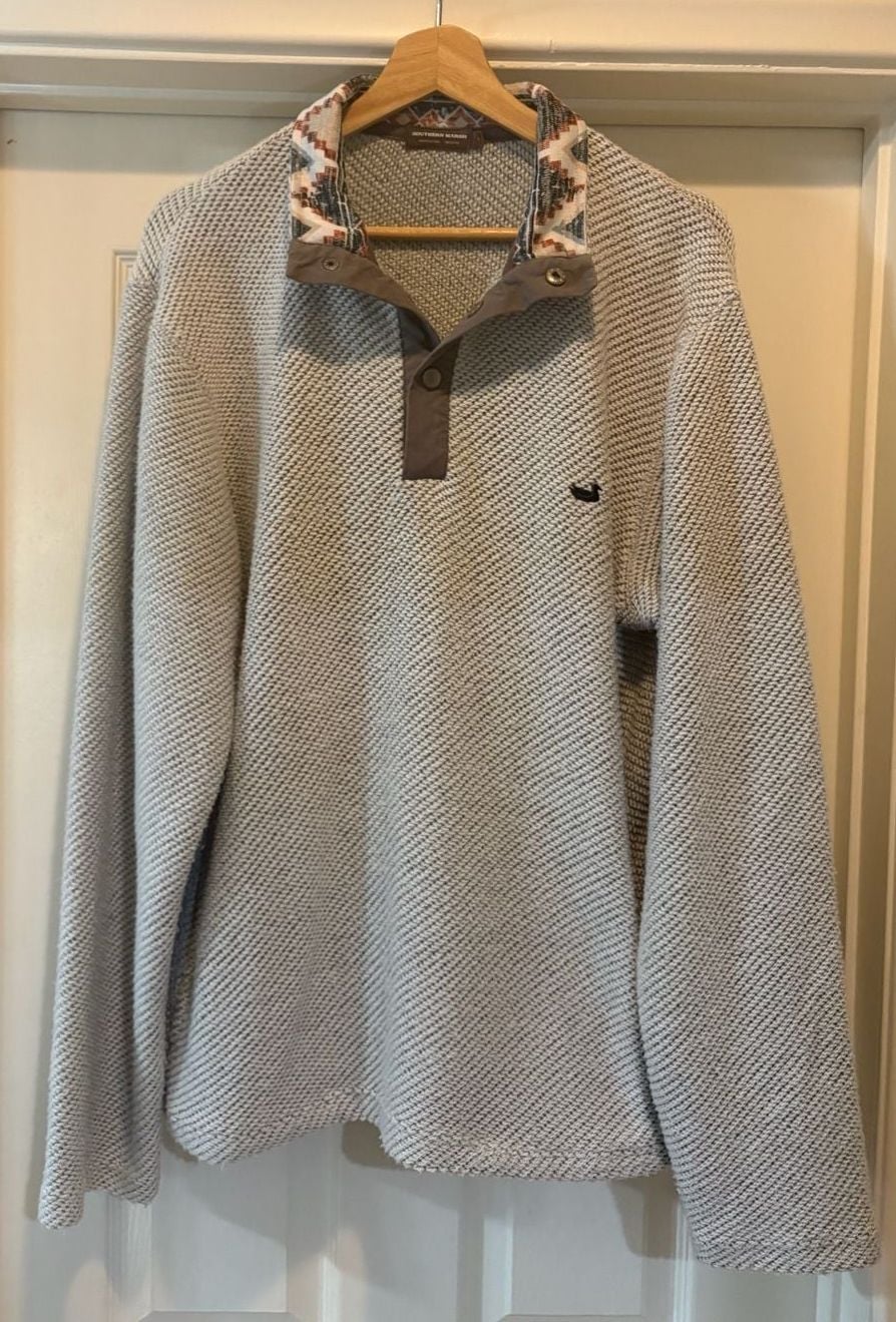 Southern Marsh Pawleys Rope Pullover Size S Gray Aztec Collar 2