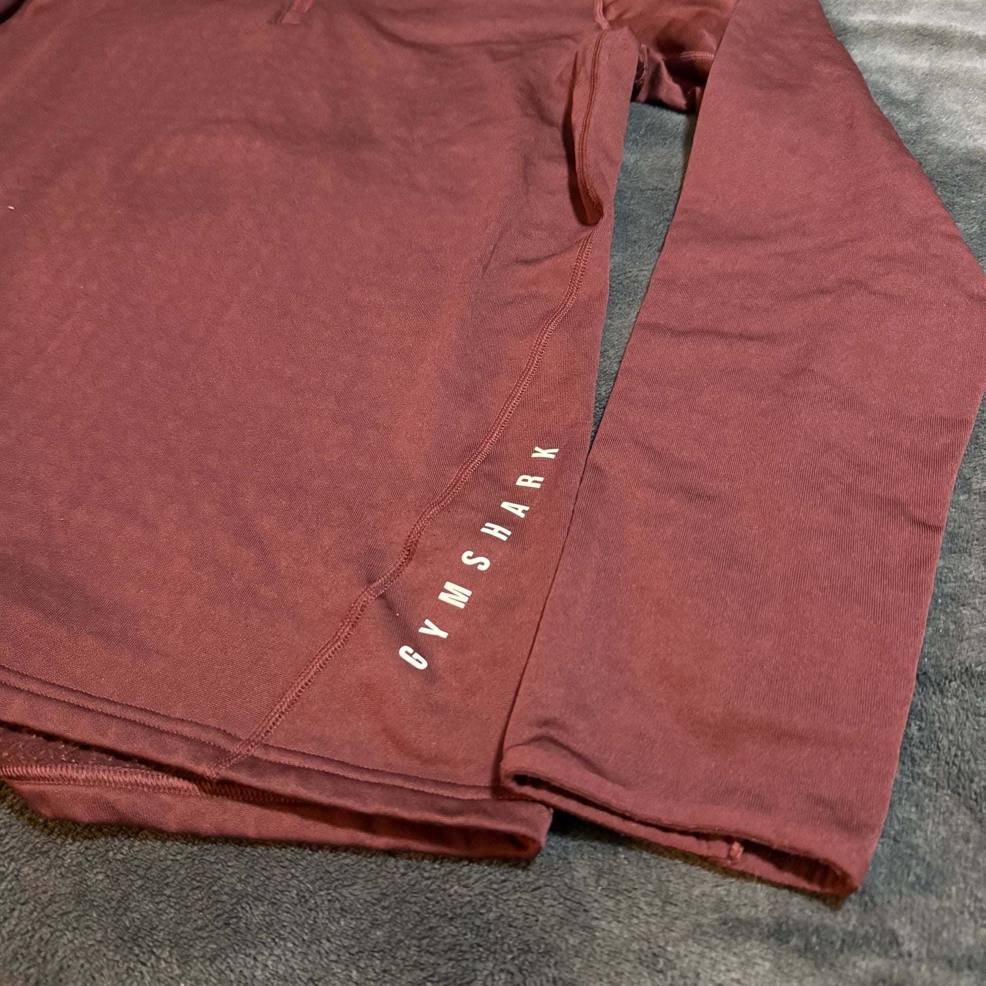 Gymshark 1/4 Zip Pullover Size XL Burgundy Long Sleeve Thumbholes 3