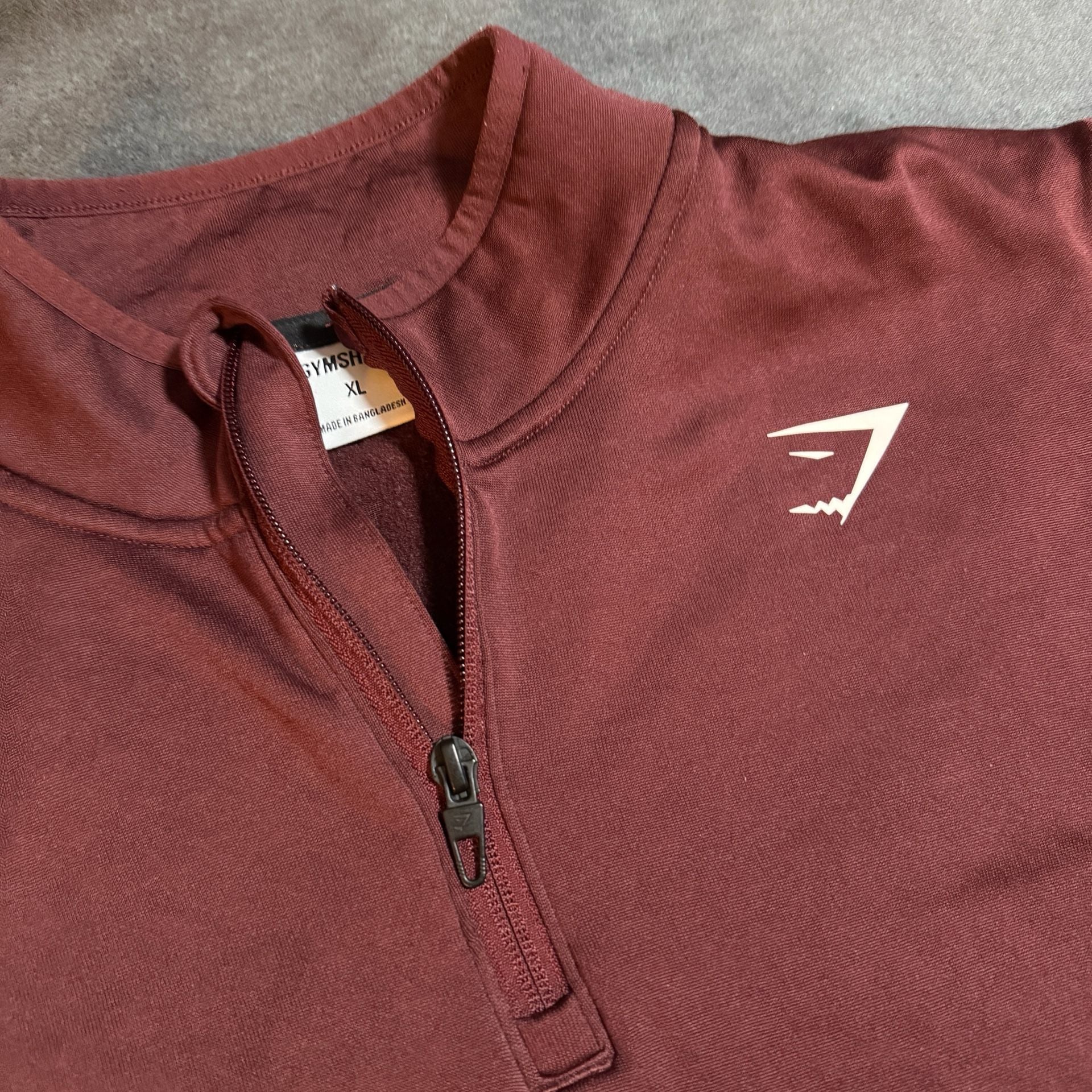 Gymshark 1/4 Zip Pullover Size XL Burgundy Long Sleeve Thumbholes 4
