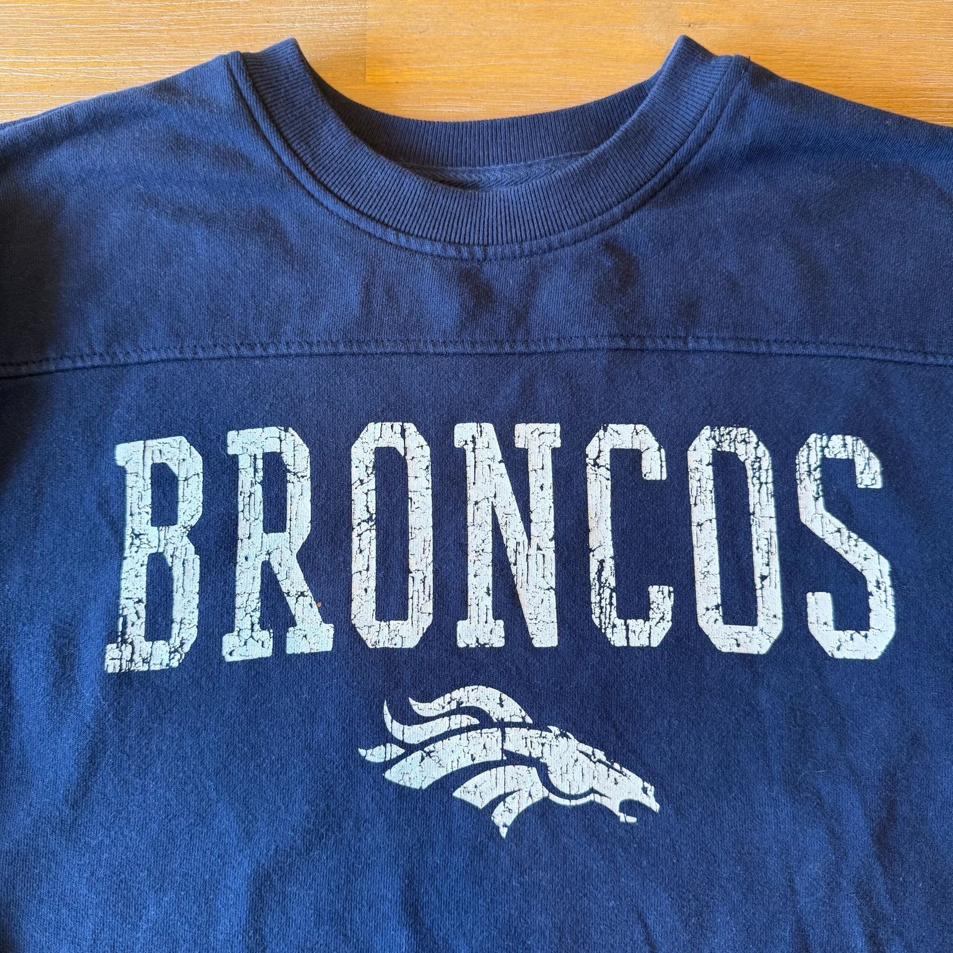 47 Brand Denver Broncos Groundbreaker Onset Crewneck Sweatshirt Men L Blue White 9
