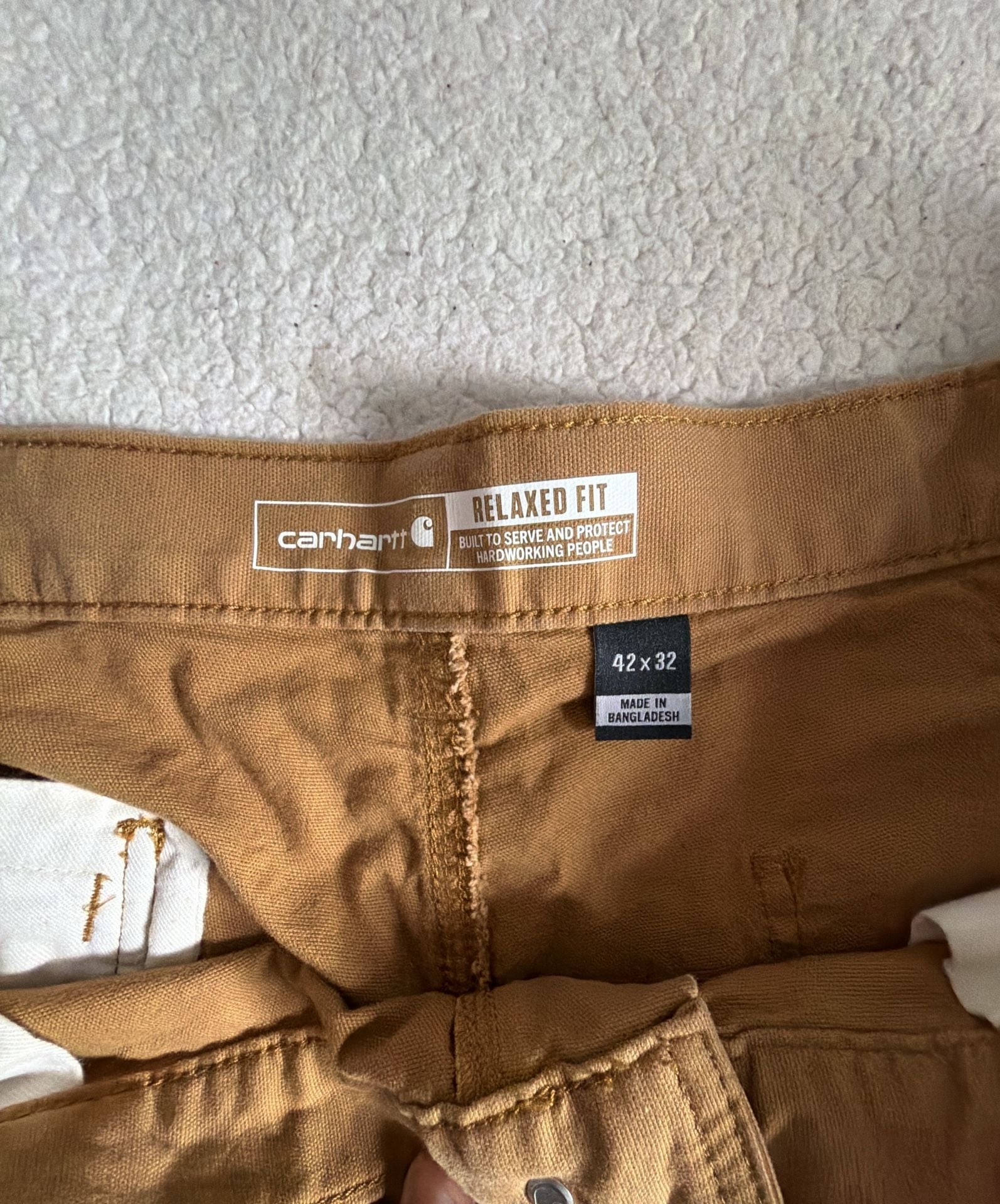 Carhartt Relaxed Fit Work Pants Size 42x32 Brown Duck Double Front Utility 4