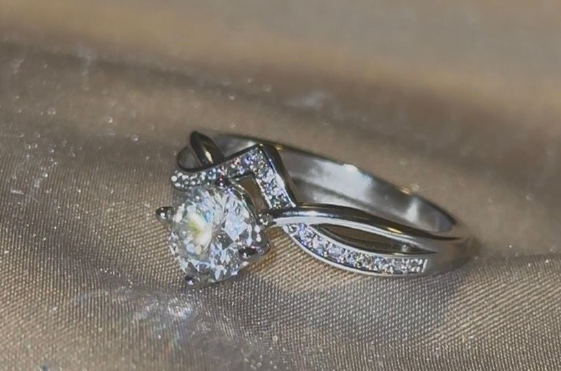 Unbranded Moissanite Round Cut Criss Cross Engagement Ring Silver 3