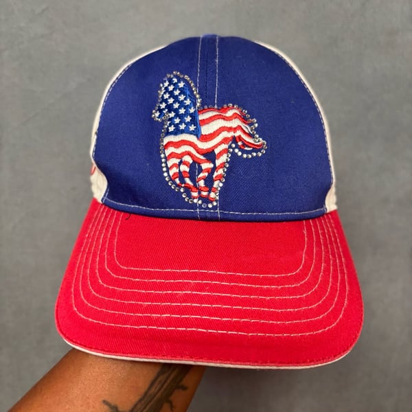 Cowgirl Hardware American Flag Horse Snapback Hat Patriotic Western One Size