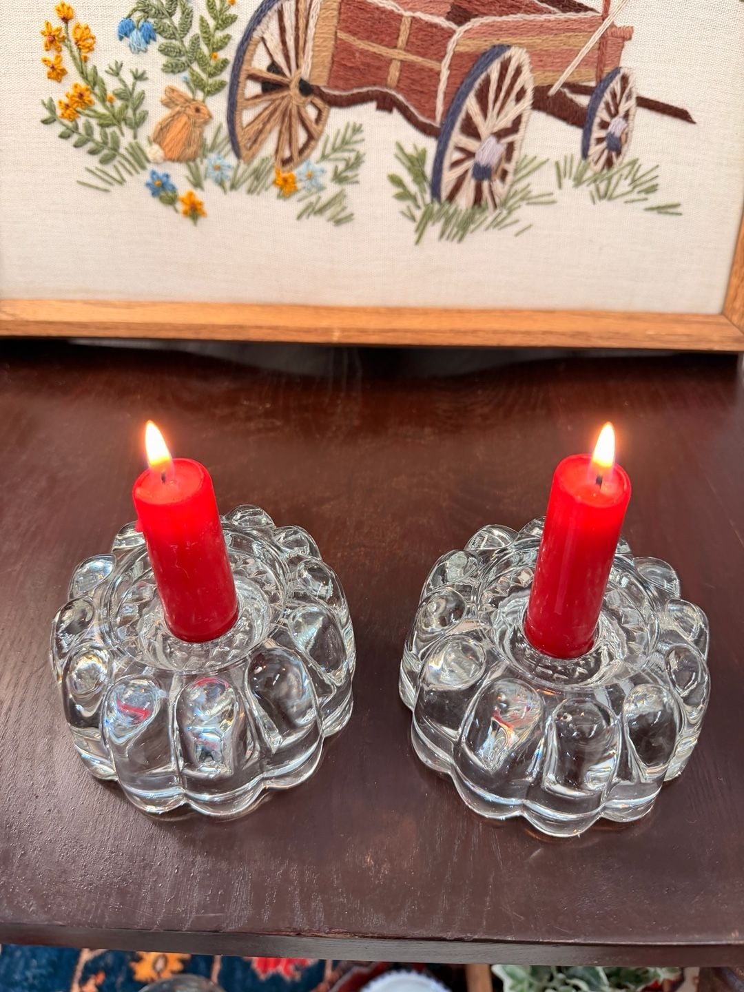 Vintage Princess House Crystal Candle Holders Clear Glass Bubble Scallop Design 8