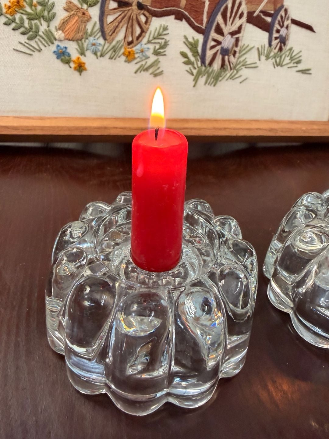 Vintage Princess House Crystal Candle Holders Clear Glass Bubble Scallop Design 9