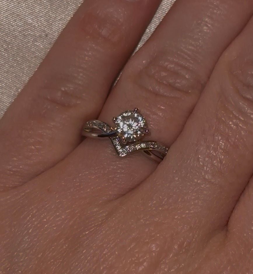 Unbranded Moissanite Round Cut Criss Cross Engagement Ring Silver 2