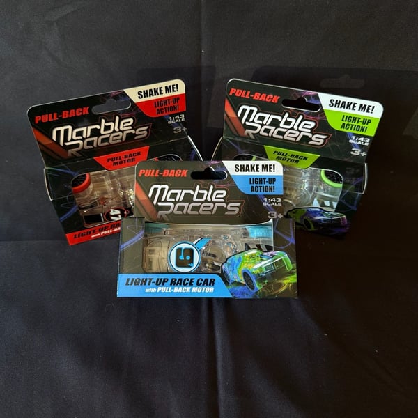 Skullduggery Marble Racers 1:43 Scale Light-Up Race Car Pull-Back Toy Set