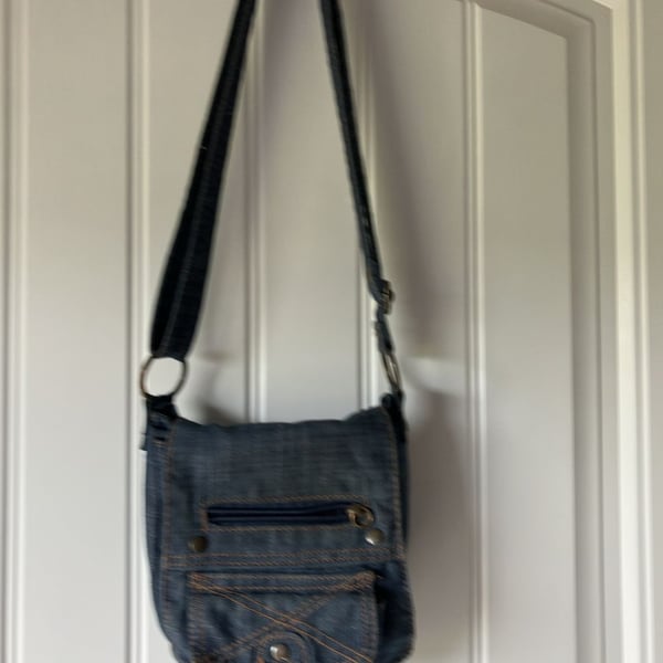 Vintage Y2K Denim Crossbody Messenger Bag Blue Jean Shoulder Purse
