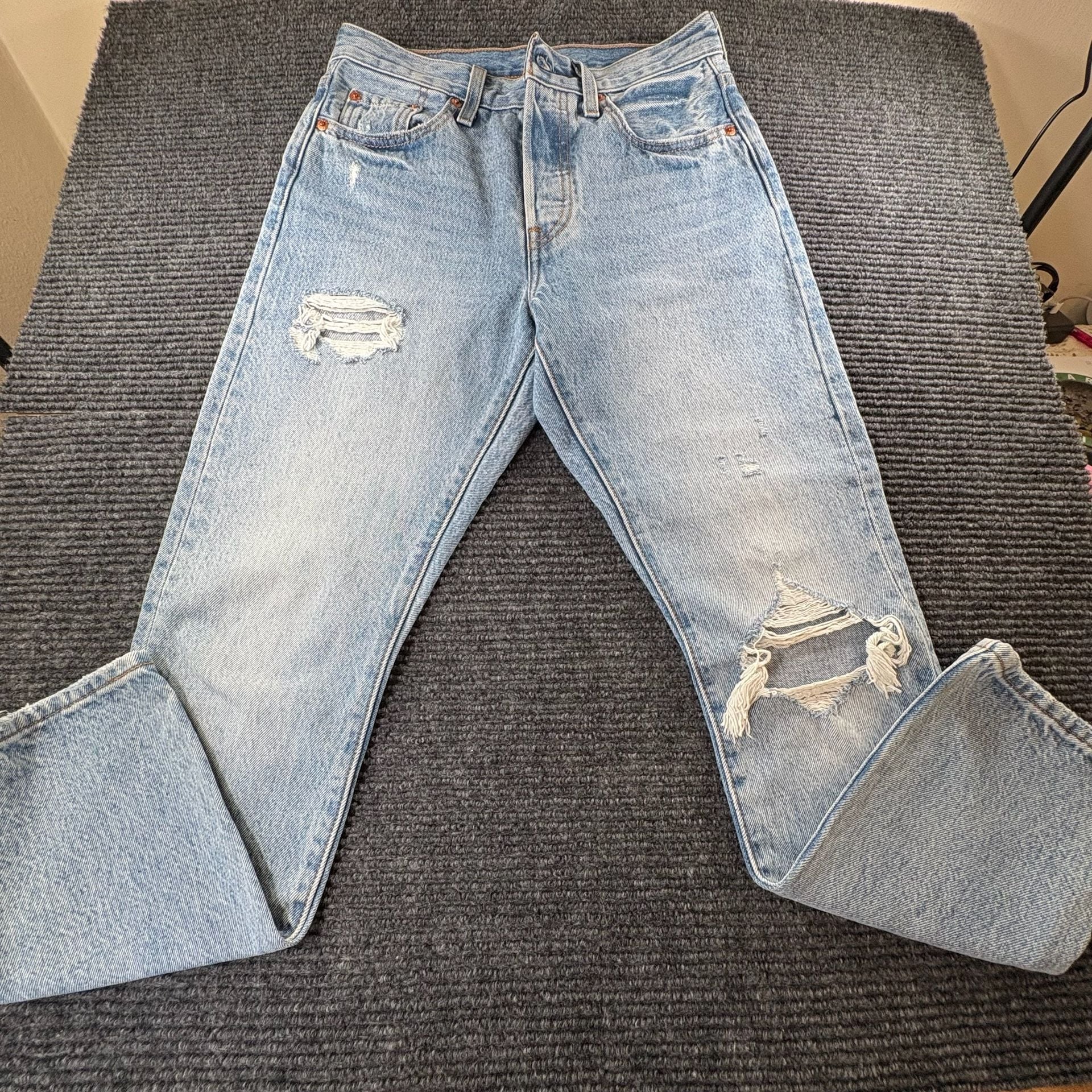 Levi's 501 Original Distressed Light Wash Jeans 2