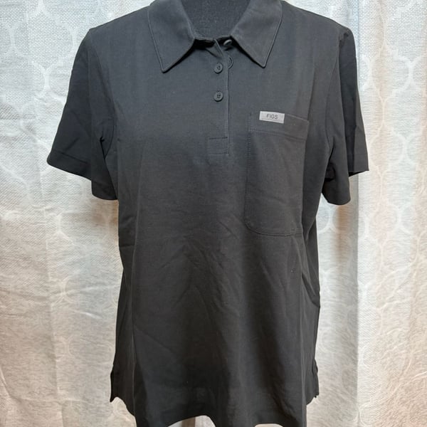 Figs Women’s Technical Pique Scrub Polo Size XL Black