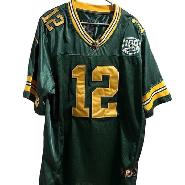 Nike Green Bay Packers Aaron Rodgers 12 Size 60 Jersey Green