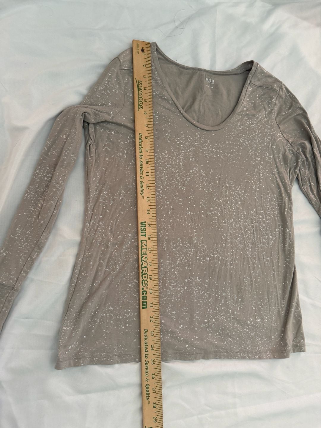 A.n.a A New Approach Long Sleeve Tee Size L Brown Silver Metallic Speckled 7