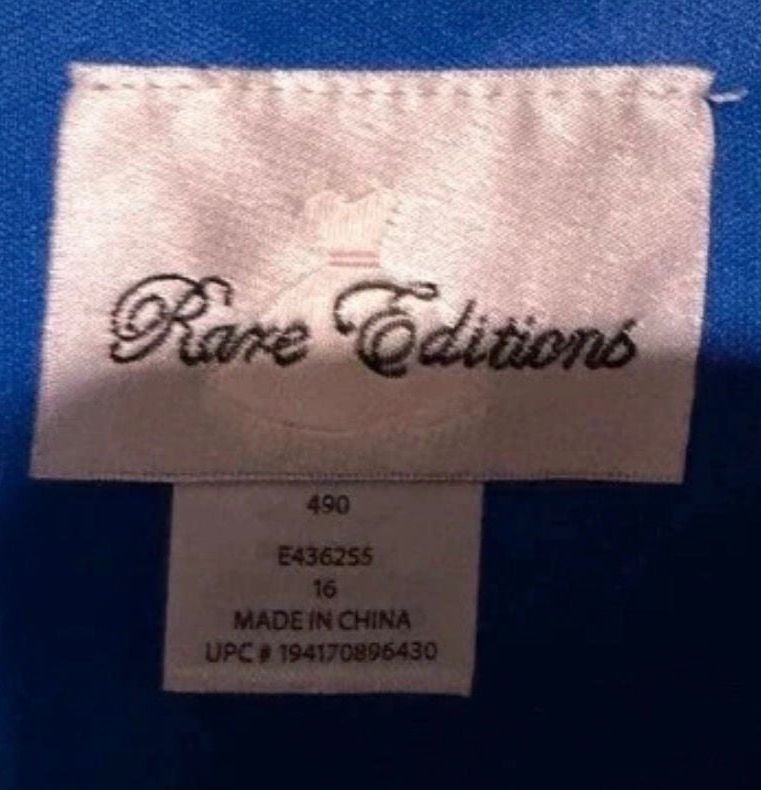 Rare Editions Dress Size 16 Blue Chiffon Embellished High-Low 4