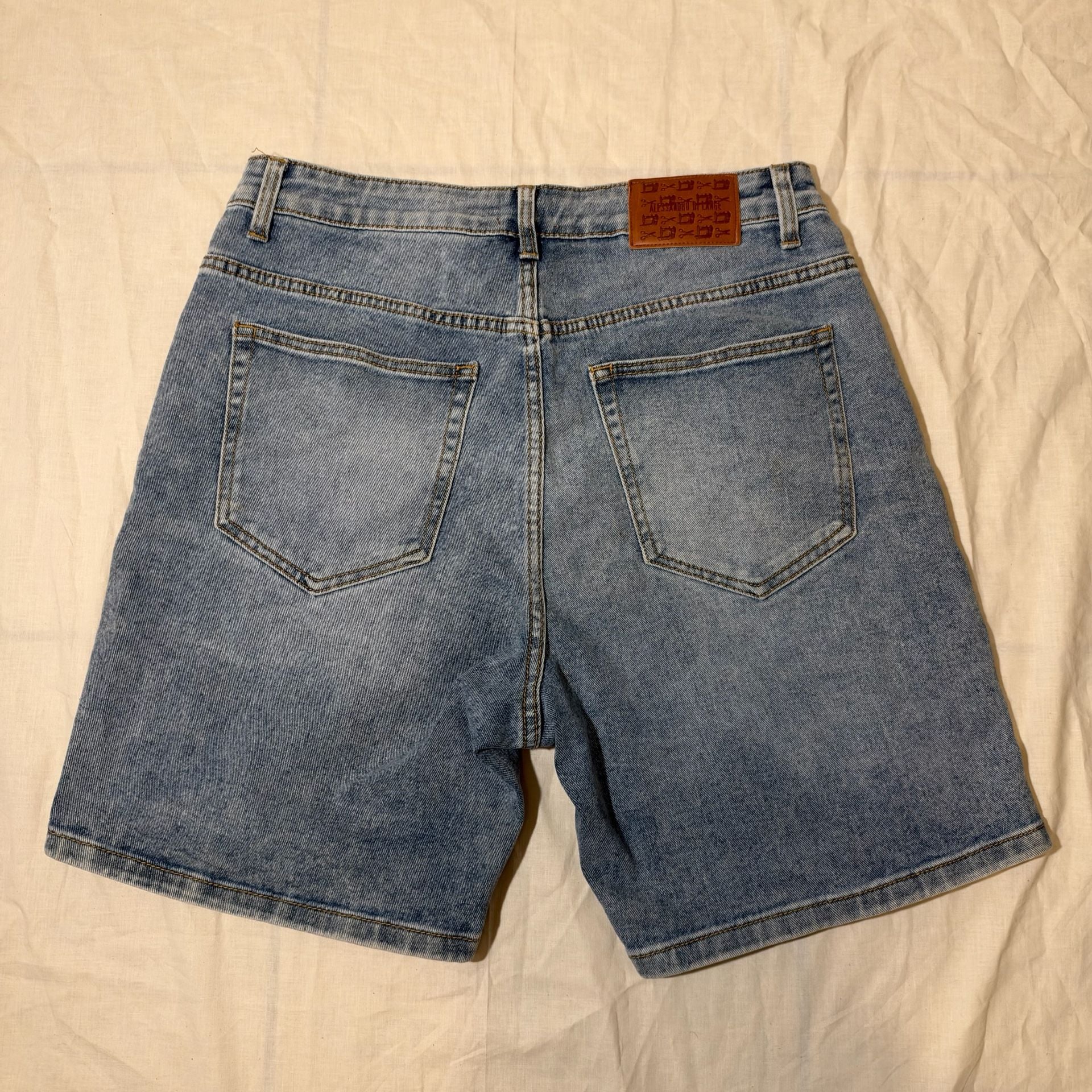 Mens ADM Revolution Alessandro DiLange Distressed Denim Shorts Light Wash 5