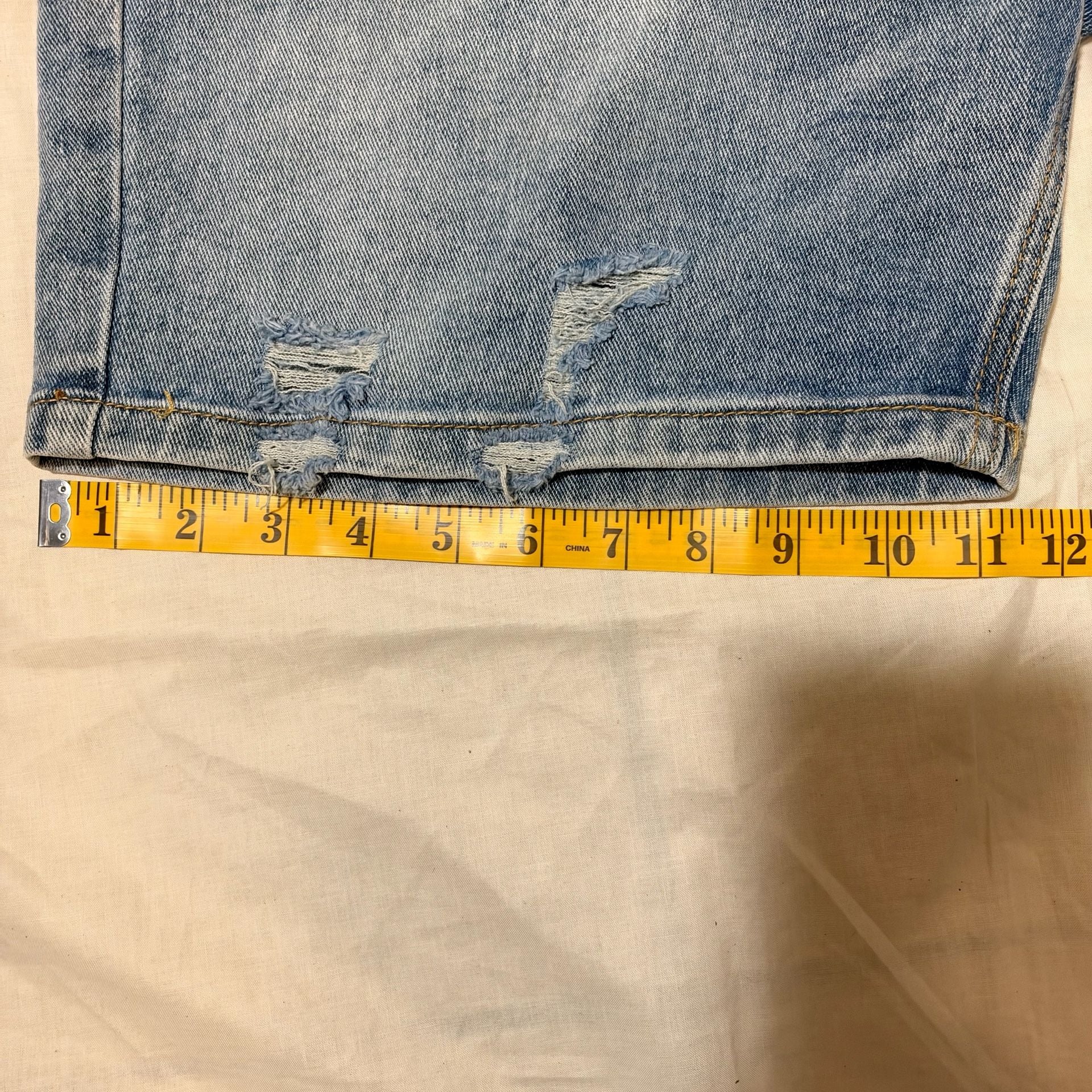 Mens ADM Revolution Alessandro DiLange Distressed Denim Shorts Light Wash 9