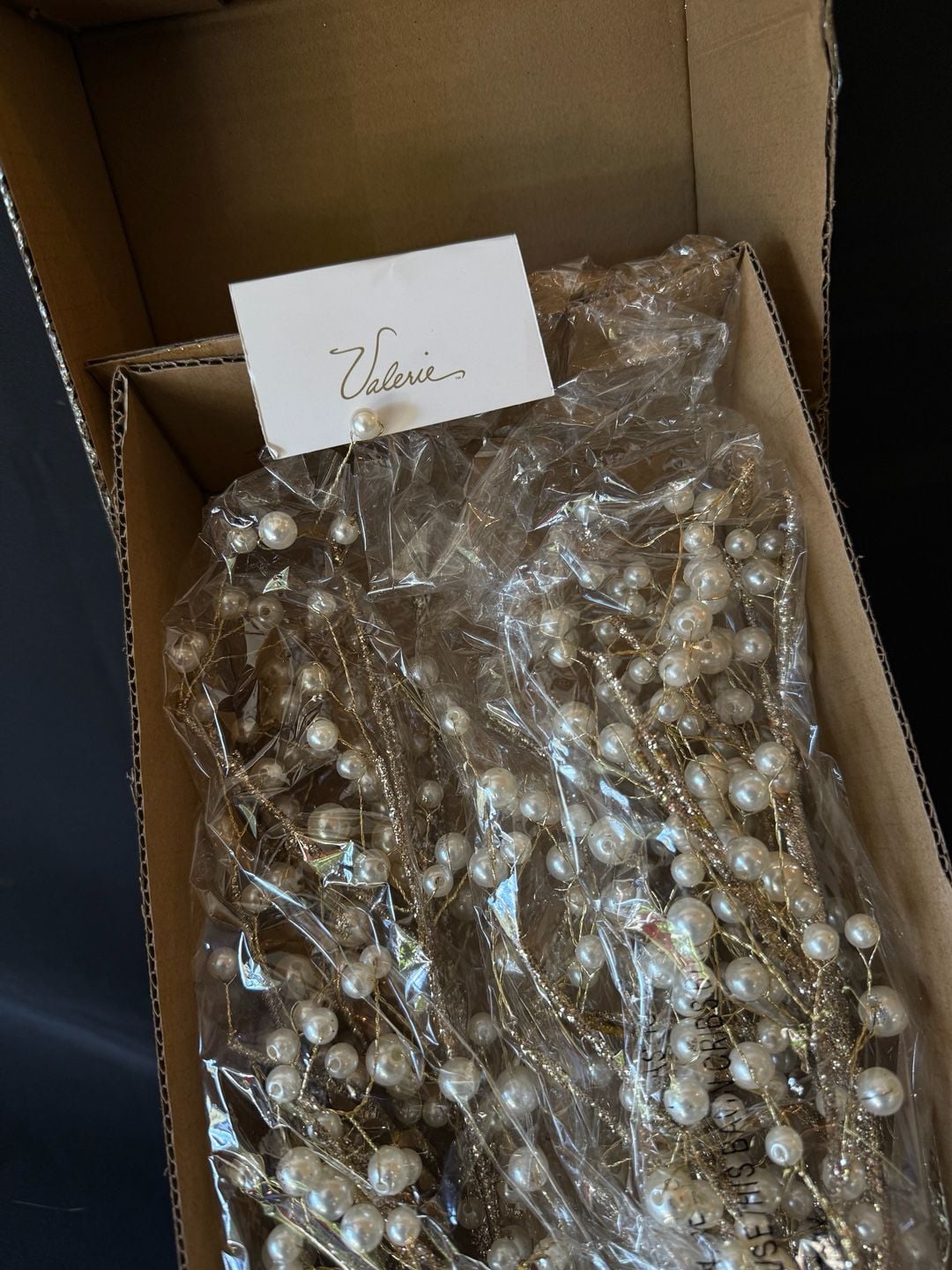 Valerie Set of 4 Glittered Pearl Sprays Gold Christmas Holiday Decor New 2
