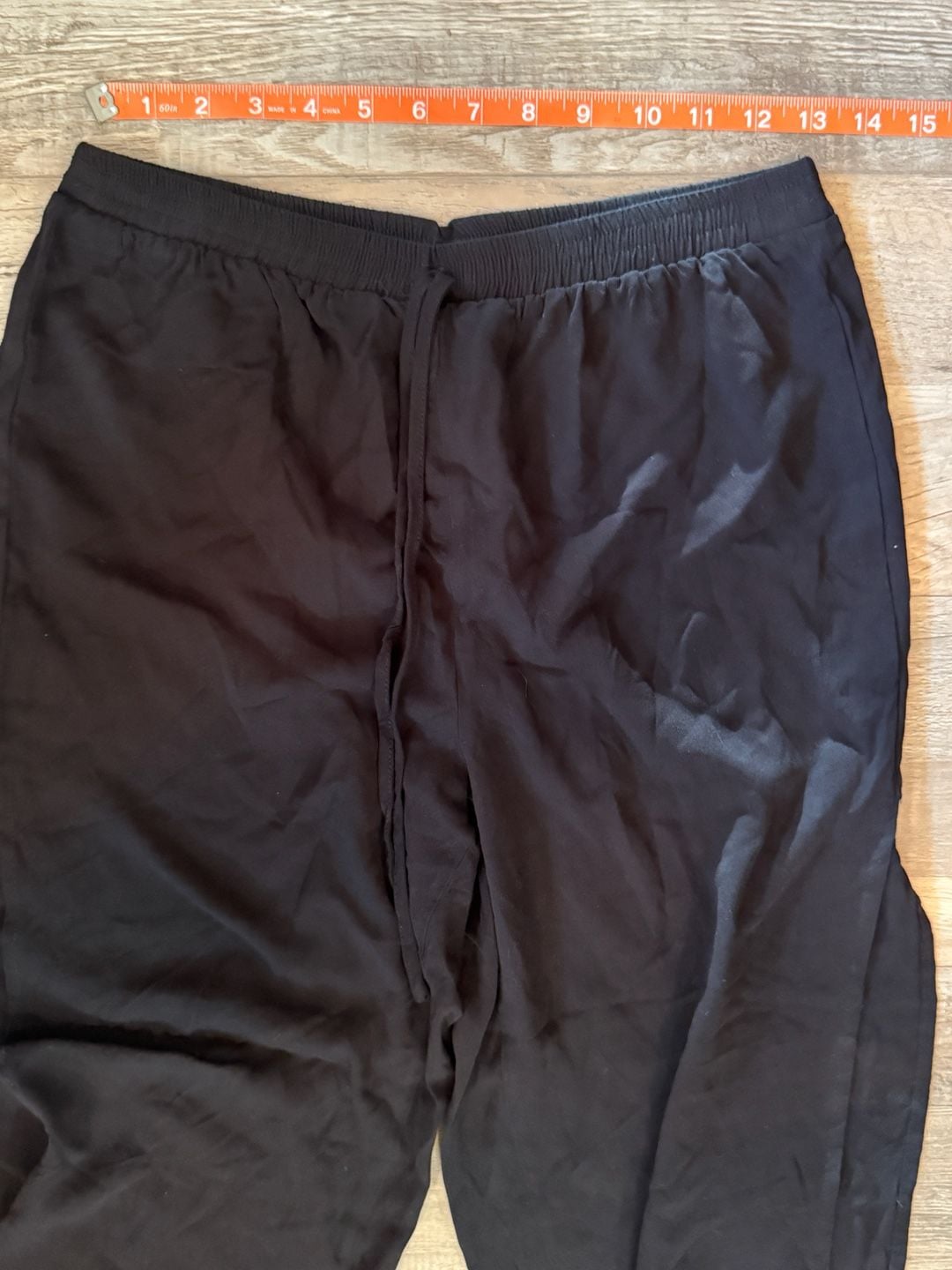 Women’s Black Tie-Hem Jogger Pants with Drawstring Waist size S 7