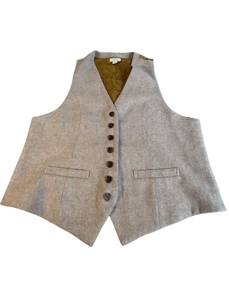 Sundance Wool Blend Vest Size L Tan Tweed Paisley Lining 2