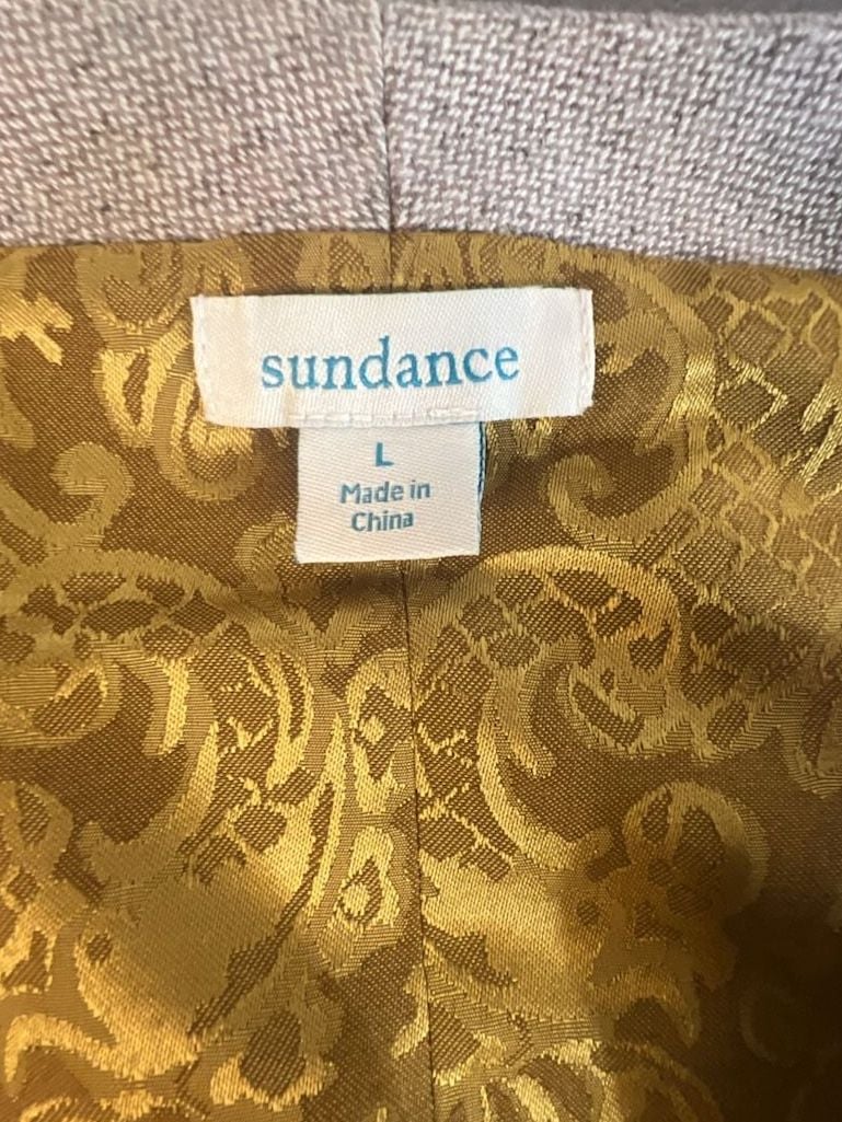 Sundance Wool Blend Vest Size L Tan Tweed Paisley Lining 3