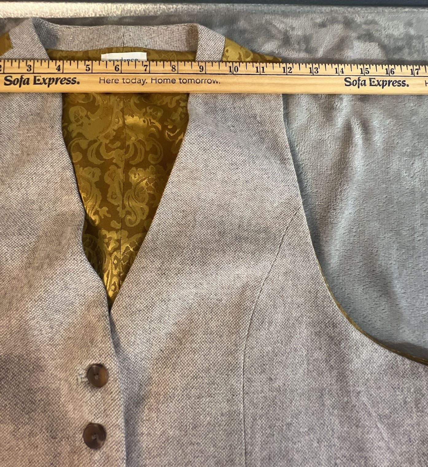 Sundance Wool Blend Vest Size L Tan Tweed Paisley Lining 4