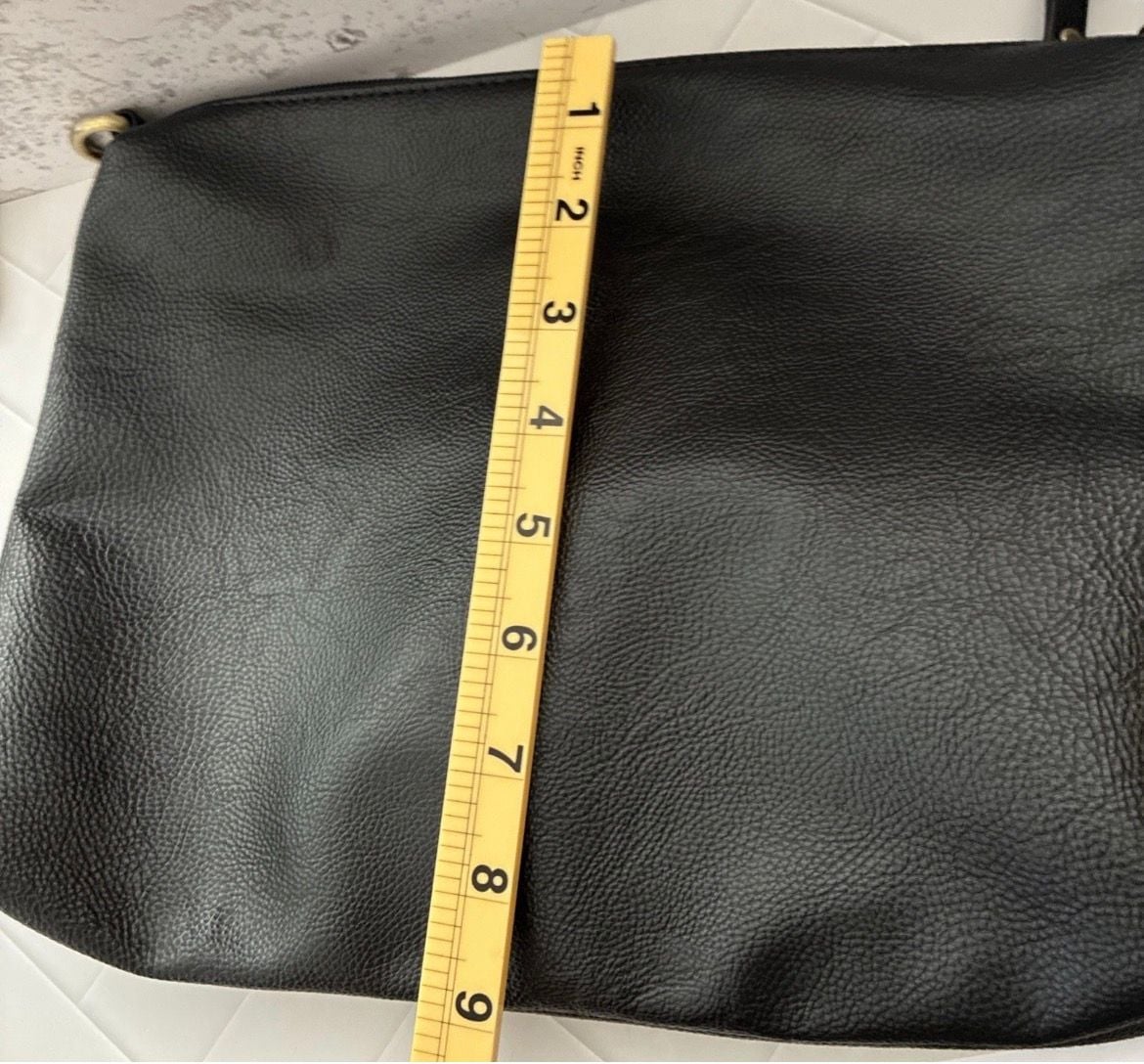Black Faux Leather Crossbody Bag Gold Hardware 7