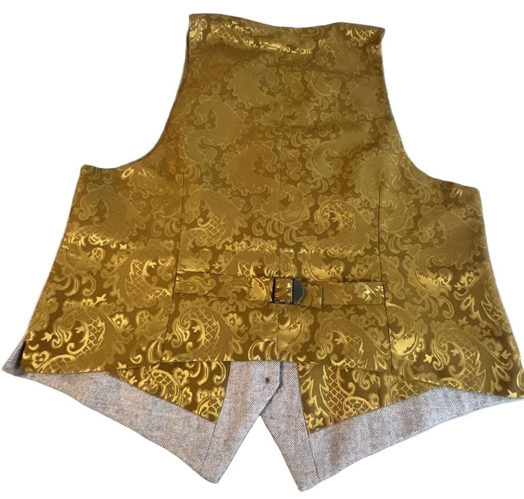 Sundance Wool Blend Vest Size L Tan Tweed Paisley Lining 8