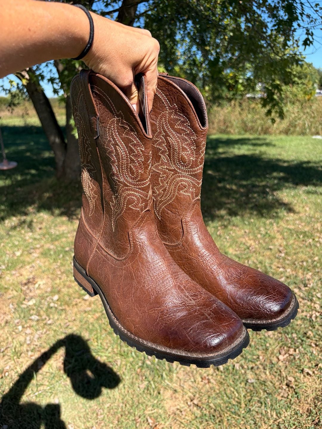 Western Cowboy Boots Brown Size 10 2