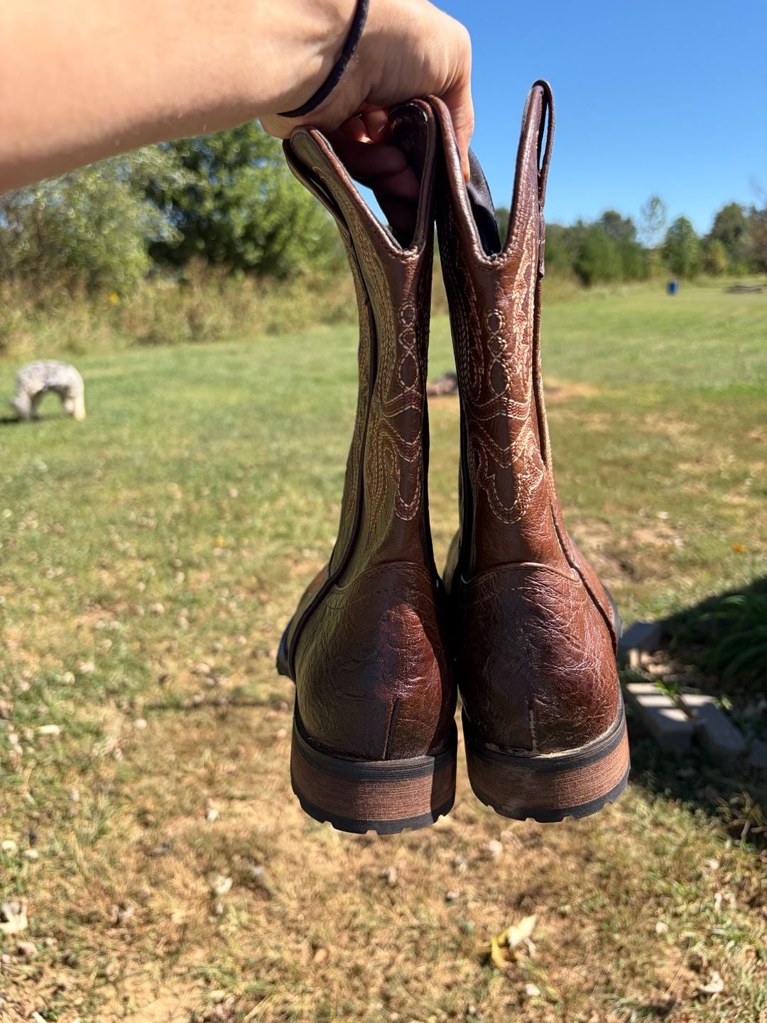 Western Cowboy Boots Brown Size 10 4