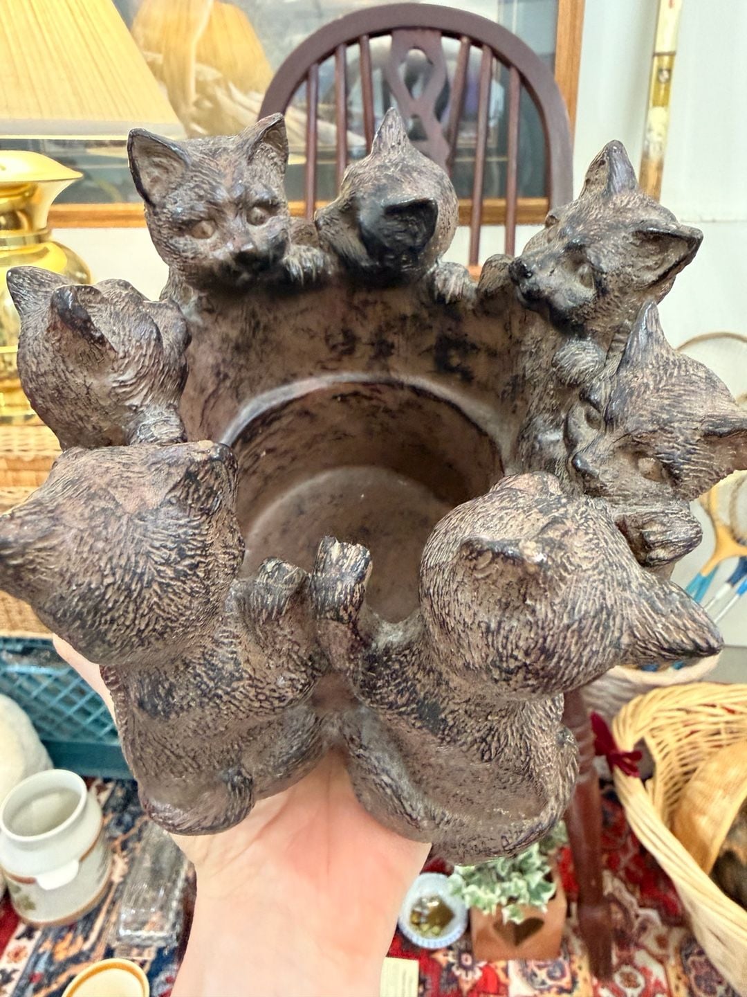Circle Of Cats Votive Tea Light Candle Holder Statue Cute Cottage Home Decor 10