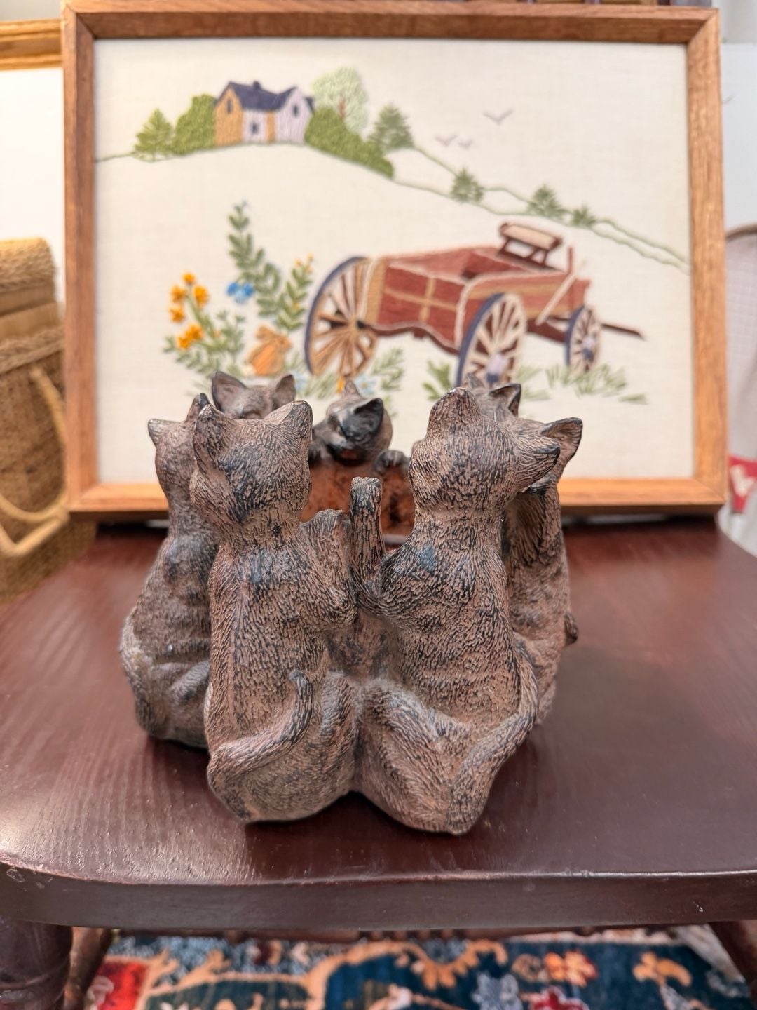 Circle Of Cats Votive Tea Light Candle Holder Statue Cute Cottage Home Decor 12