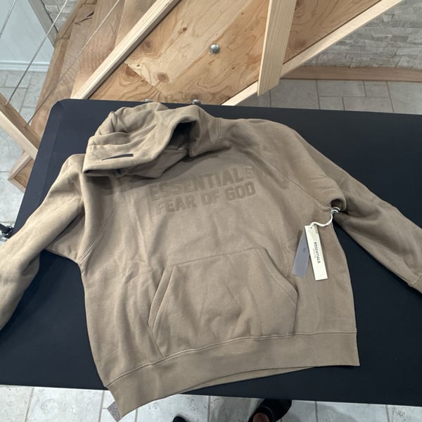 Fear of God Essentials Logo-Print Hoodie Wood Brown New WITH TAGS