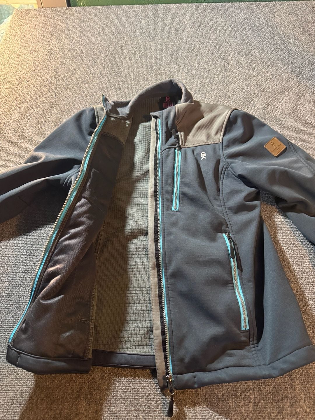 Little Donkey Andy Softshell Jacket Size XS Grey Blue Fleece Lined 5