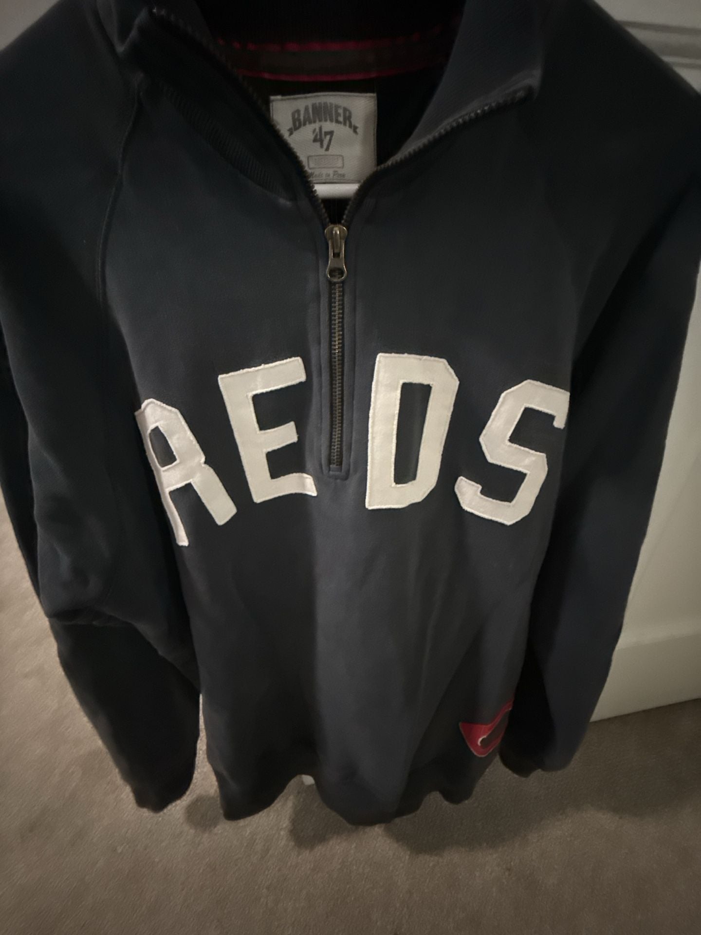 47 Cincinnati Reds Quarter-Zip Sweatshirt Medium Black MLB 3