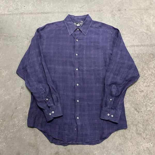 Banana Republic 100% Linen Plaid Button Up Shirt Size M Relaxed Oversized