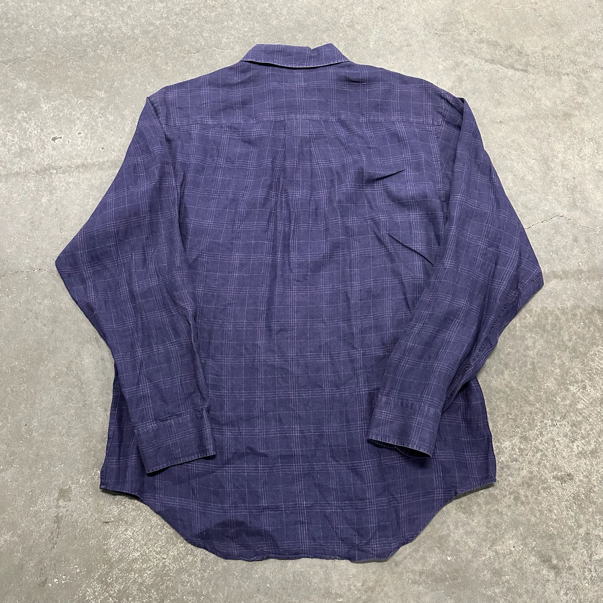Banana Republic 100% Linen Plaid Button Up Shirt Size M Relaxed Oversized 3