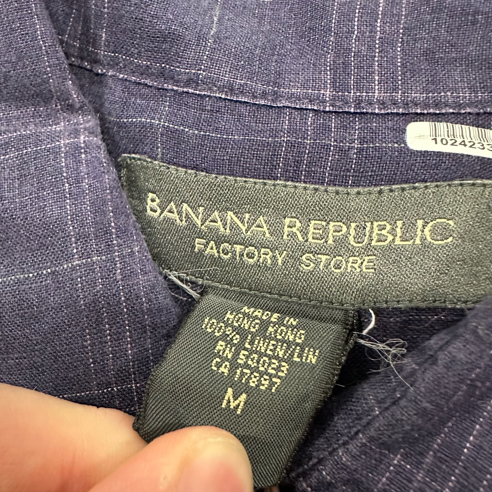 Banana Republic 100% Linen Plaid Button Up Shirt Size M Relaxed Oversized 4