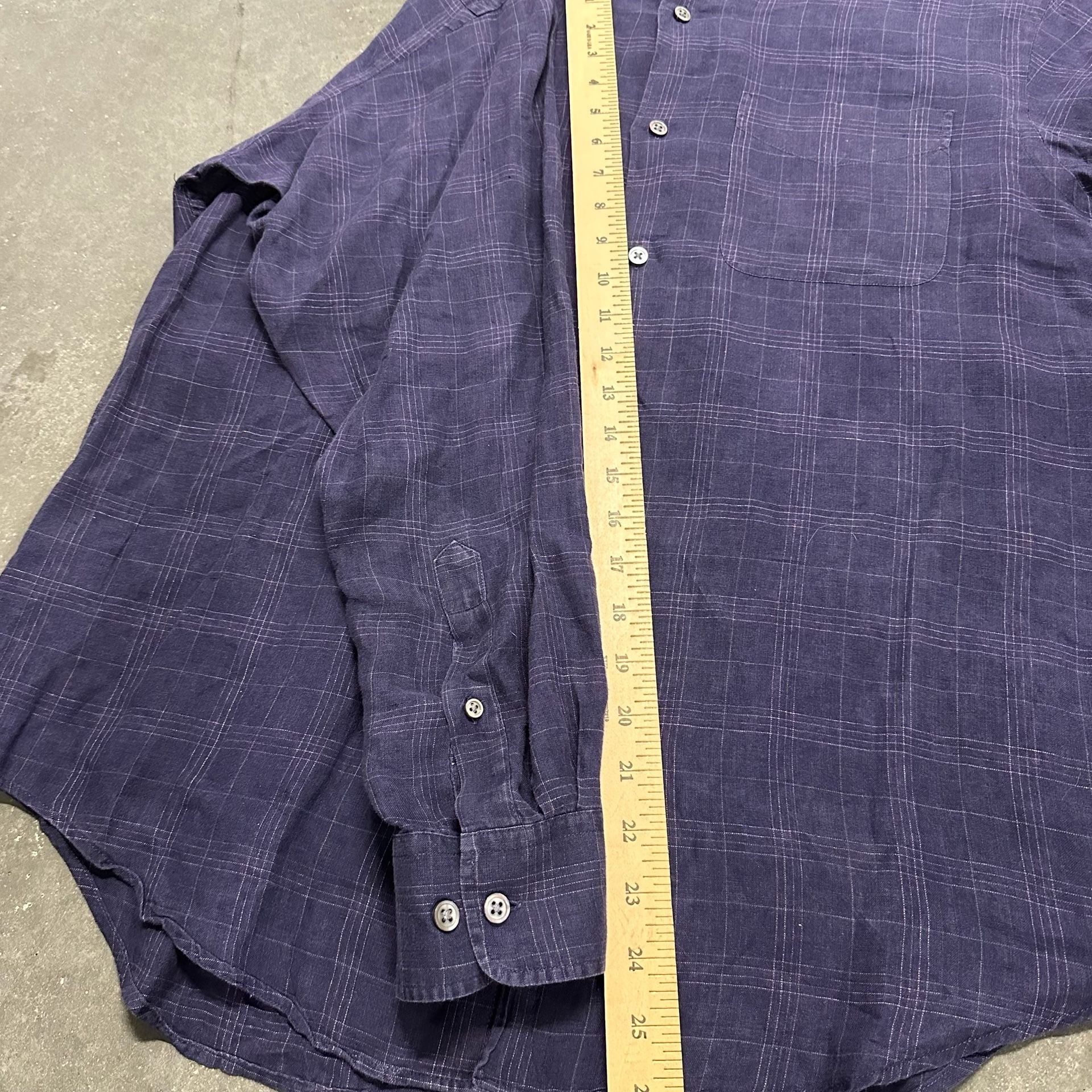 Banana Republic 100% Linen Plaid Button Up Shirt Size M Relaxed Oversized 7