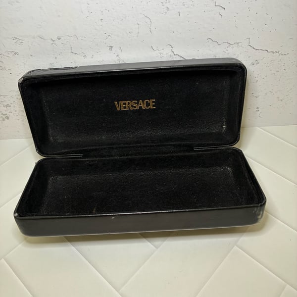 Vintage Versace Medusa Logo Black Clamshell Hard Case For Glasses