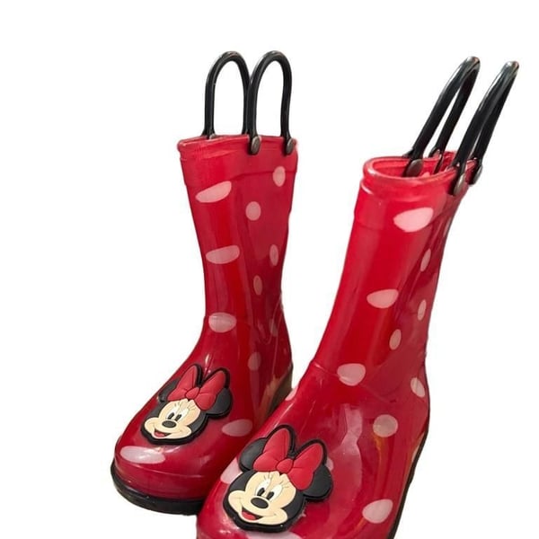 Disney Minnie Mouse Rain Boots Size 7T Red Polka Dot Kids